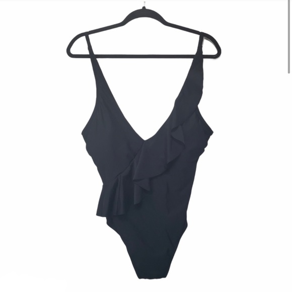 Women’s Black Ruffle One Piece Swimsuit - Picture 5 of 5